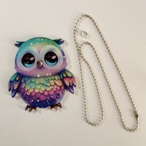 Colorful Acrylic Owl Necklace Backpack Charm Decor